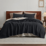 Black Colour Waffle Blanket B8