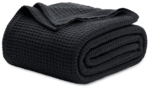 Black Colour Waffle Blanket B8 - Image 2