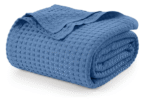 Blue Colour Waffle Blanket B4 - Image 3