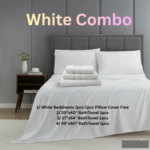 Towel & Bedsheets White Combo 100%Cotton