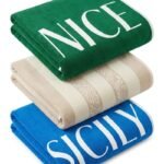 3 পিস  ভিআইপি  টাওয়াল VIP Towel Green & Blue   ( NICE & SICILY) " প্রিন্ট ডিজাইন , Off-white  color