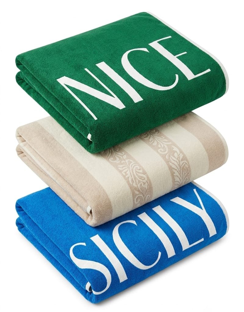WhatsApp Image 2026-08-06 at 10.05.49 AM 3 পিস ভিআইপি টাওয়াল VIP Towel Green & Blue ( NICE & SICILY) " প্রিন্ট ডিজাইন , Off-white color - Image 1