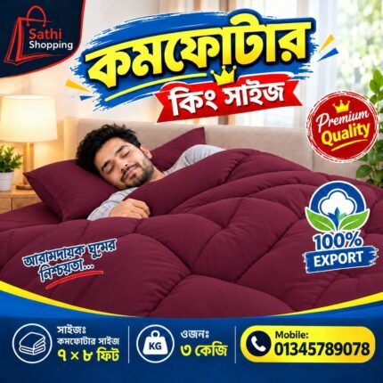 Comforter এক পিস কমফোটার (color no-4) maroon color